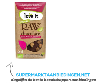 Love it Raw chocolate dark with mulberries bio aanbieding