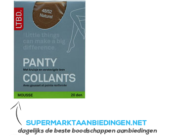 LTBD Panty mousse 20 den 48-52 naturel aanbieding