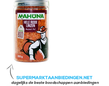 Mahuna Hele rode linzen bio aanbieding