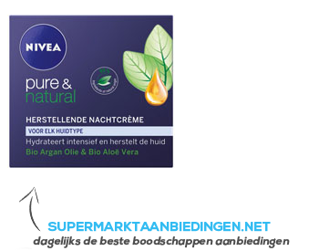 Nivea Pure & natural nachtcreme aanbieding