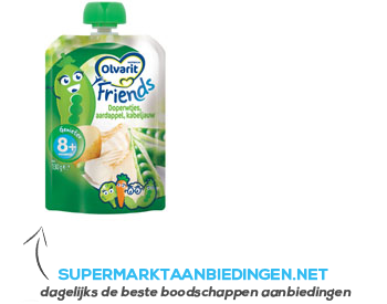 Olvarit Friends doperwtjes aard. kabeljauw 8 mnd aanbieding