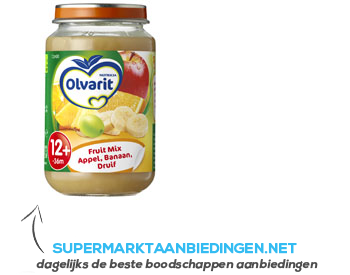 Olvarit Fruitmix appel/ banaan/ druif 12 mnd aanbieding