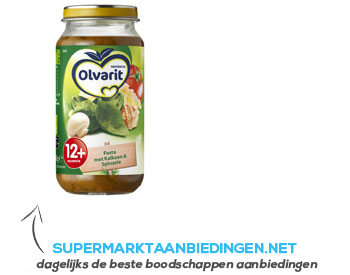 Olvarit Pasta met spinazie/ kalkoen 12 mnd aanbieding