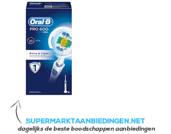Oral-B Pro600 white & clean elek. tandenborstel aanbieding