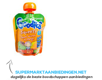 Organix Goodies squeezy appel, wortel & mango aanbieding