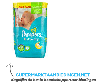 Pampers Baby dry giga box maxi plus 4 9-20 kg aanbieding