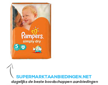 Pampers Luiers simply dry junior 5 aanbieding