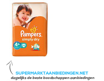 Pampers Luiers simply dry maxi plus 4 aanbieding