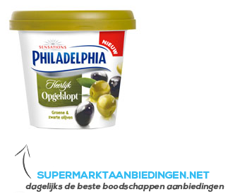 Philadelphia Heerlijk opgeklopt groene&zwarte olijven aanbieding