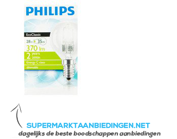 Philips Ecoclassic helder kogel 28W kl. fitting aanbieding