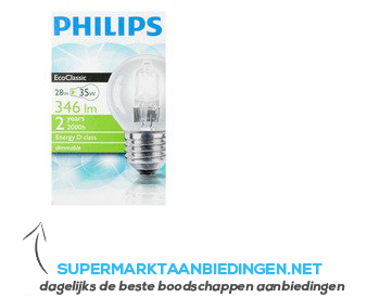 Philips Ecolamp helder kogel 28W grote fitting aanbieding