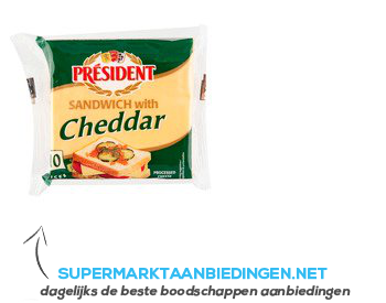 Président Sandwich slices cheddar aanbieding