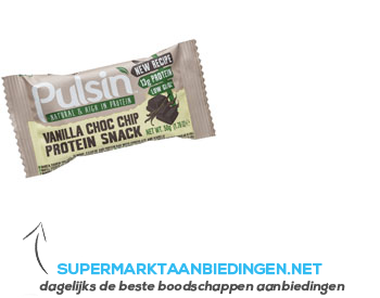 Pulsin Vanilla choc chip protein snack aanbieding