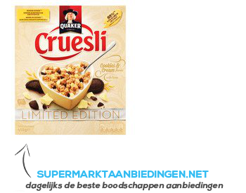 Quaker Cruesli cookies & cream limited edition aanbieding