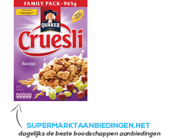 Quaker Cruesli rozijn voordeel aanbieding