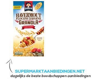 Quaker Havermout granola aardbei-framboos aanbieding