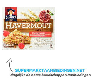 Quaker Havermoutrepen framboos - granaatappel aanbieding