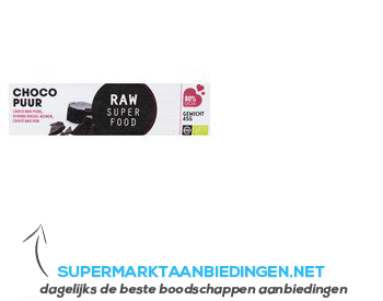 Raw Organic Food Chocolade reep puur raw biologisch aanbieding