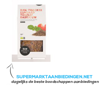 Raw Organic Food Cracker lijnzaad-tomaat- basilicum aanbieding