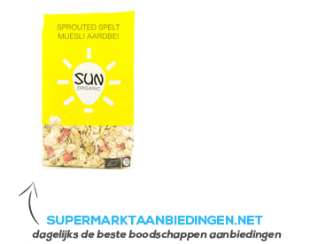 Sun organic Sprouted speltmuesli aardbei aanbieding