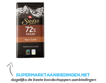 Swiss 72% Chocolade noir café aanbieding