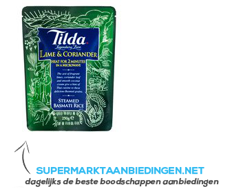 Tilda Lime-coriander steamed basmati rice aanbieding