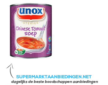 Unox Soep in blik stevige Chinese tomatensoep aanbieding