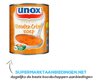 Unox Soep in blik stevige tomatensoep crème aanbieding