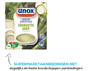 Unox Soep in pak courgettesoep geitenkaas aanbieding