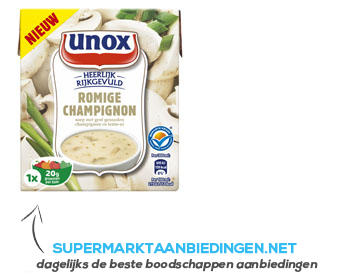 Unox Soep in pak romige champignonsoep aanbieding