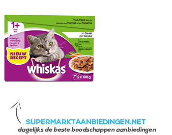 Whiskas Adult vlees en vis selectie in gelei aanbieding