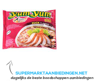 Yum Yum Duck flavour instant noodles aanbieding