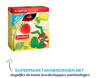 Zonnatura Biologisch knijpfruit appel/ aardbei aanbieding