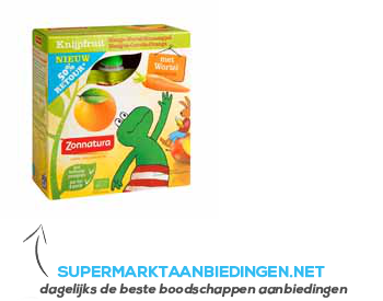 Zonnatura Biologisch knijpfruit mango/ wortel aanbieding